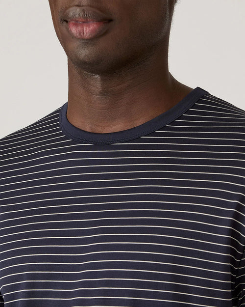 CLASSIC STRIPE T-SHIRT / NAVY / ECRU PINSTRIPE