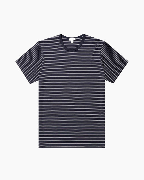 CLASSIC STRIPE T-SHIRT / NAVY / ECRU PINSTRIPE
