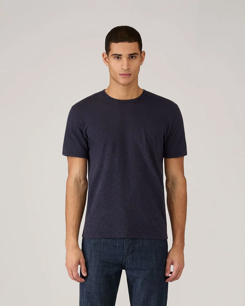 COTTON LINEN T-SHIRT / NAVY