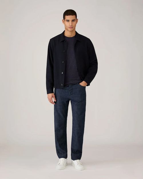 COTTON LINEN T-SHIRT / NAVY