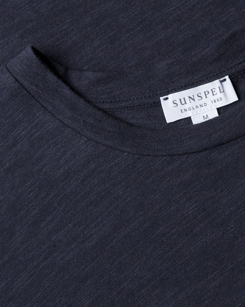COTTON LINEN T-SHIRT / NAVY