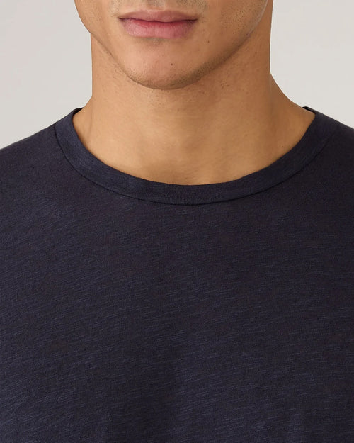 COTTON LINEN T-SHIRT / NAVY