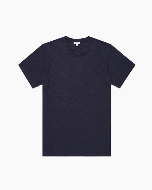 COTTON LINEN T-SHIRT / NAVY