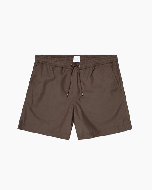 DRAWSTRING SWIM SHORTS / DARK WALNUT
