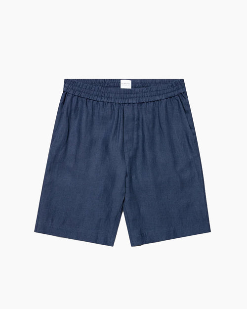 LINEN DRAWSTRING SHORT / LIGHT NAVY