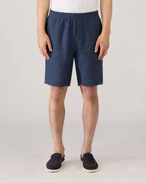 LINEN DRAWSTRING SHORT / LIGHT NAVY