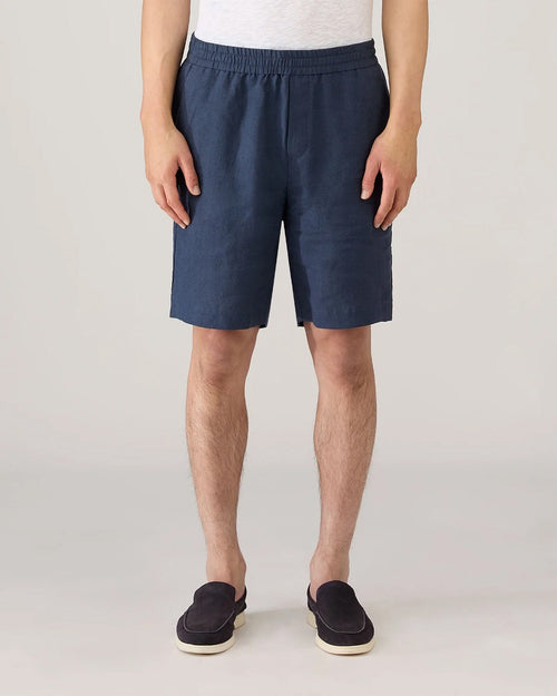 LINEN DRAWSTRING SHORT / LIGHT NAVY