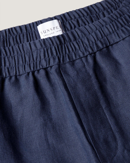 LINEN DRAWSTRING SHORT / LIGHT NAVY