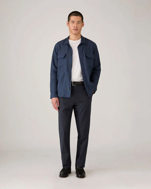 LINEN OVERSHIRT / LIGHT NAVY