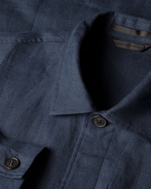 LINEN OVERSHIRT / LIGHT NAVY