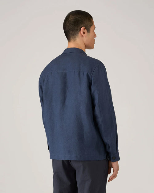 LINEN OVERSHIRT / LIGHT NAVY