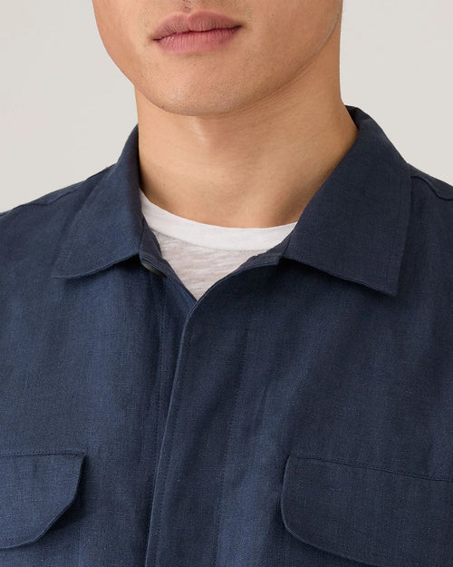 LINEN OVERSHIRT / LIGHT NAVY