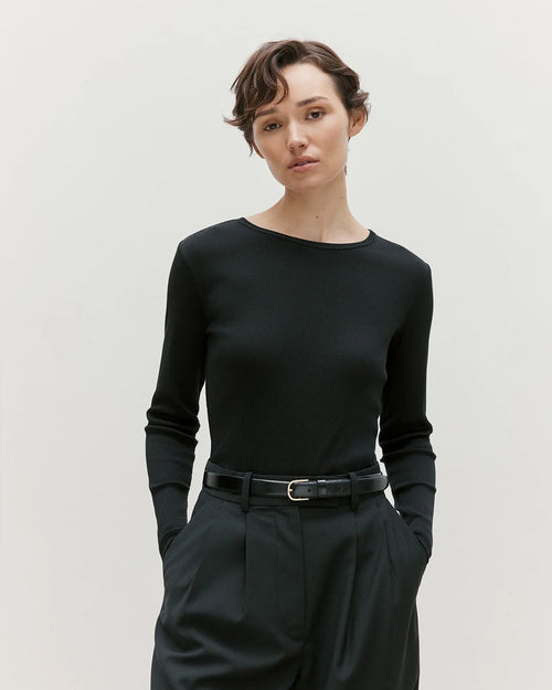 LONG SLEEVE RIBBED T-SHIRT / BLACK