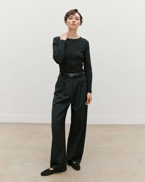 LONG SLEEVE RIBBED T-SHIRT / BLACK