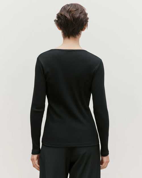 LONG SLEEVE RIBBED T-SHIRT / BLACK