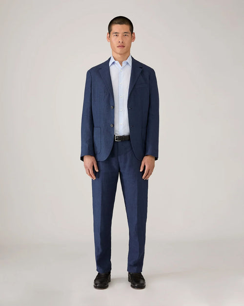 SEA ISLAND COTTON LINEN SHIRT / LIGHT BLUE