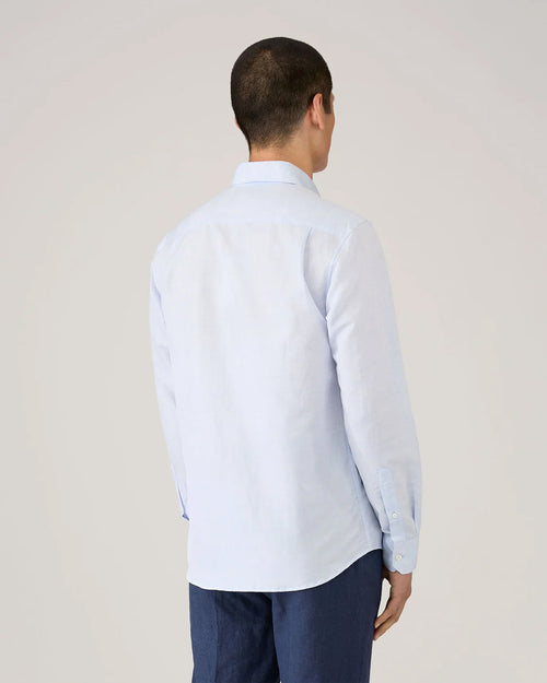SEA ISLAND COTTON LINEN SHIRT / LIGHT BLUE