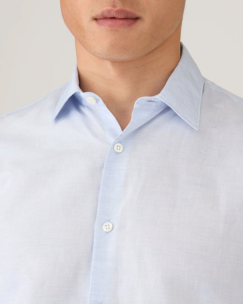 SEA ISLAND COTTON LINEN SHIRT / LIGHT BLUE