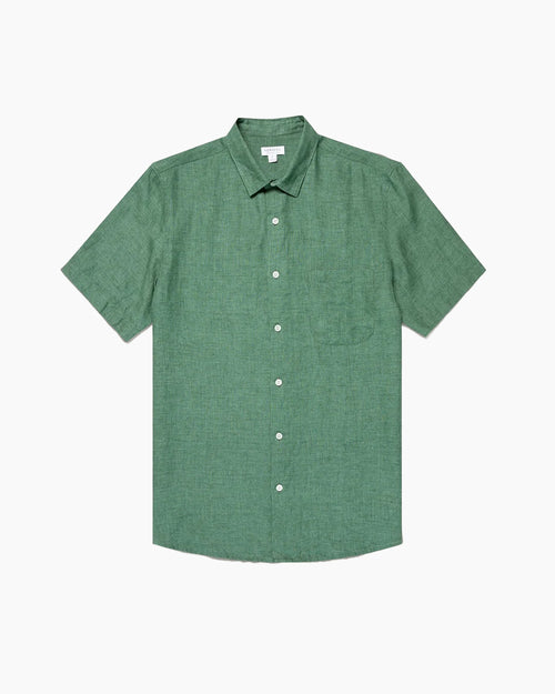 SHORT SLEEVE LINEN SHIRT / BRIGHT GREEN