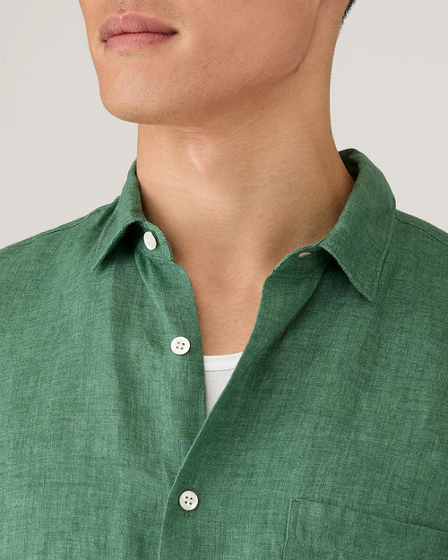 SHORT SLEEVE LINEN SHIRT / BRIGHT GREEN