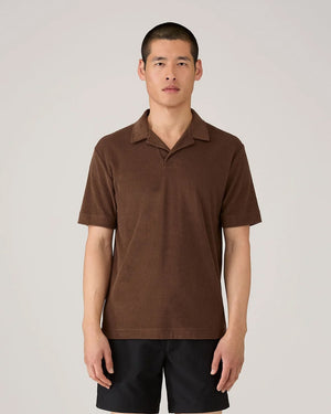 TOWELING POLO SHIRT / DARK WALNUT