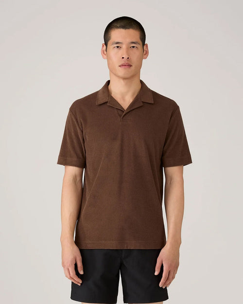 TOWELING POLO SHIRT / DARK WALNUT