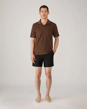 TOWELLING POLO SHIRT / DARK WALNUT