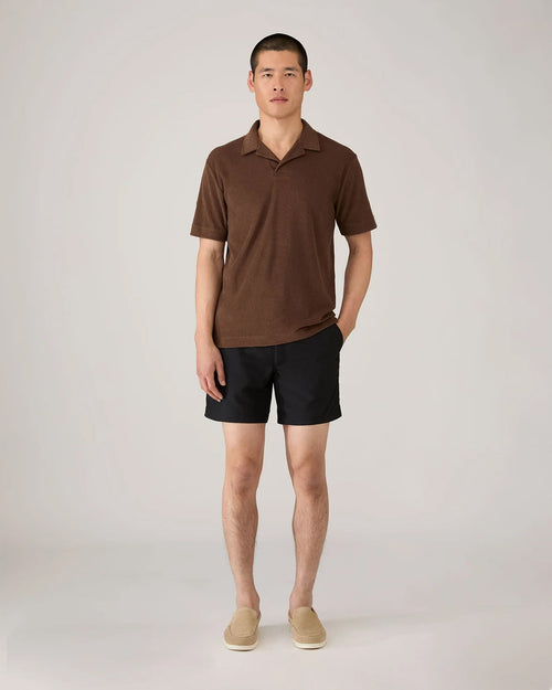 TOWELLING POLO SHIRT / DARK WALNUT