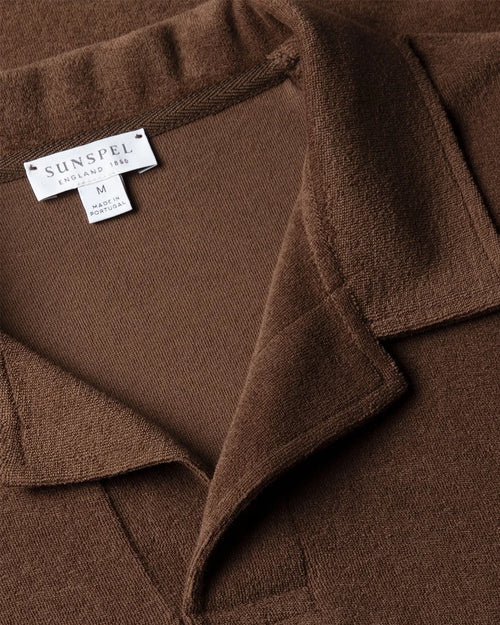 TOWELLING POLO SHIRT / DARK WALNUT