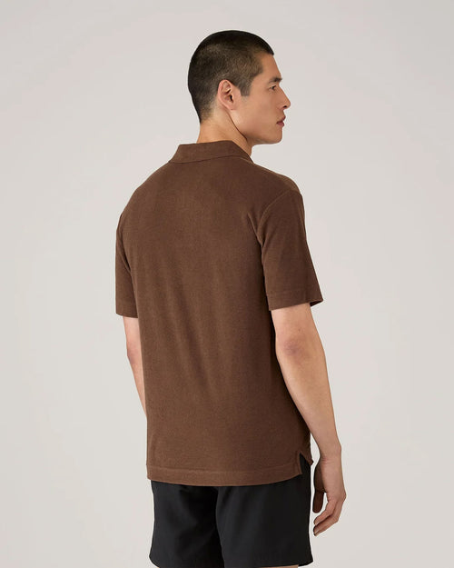 TOWELLING POLO SHIRT / DARK WALNUT