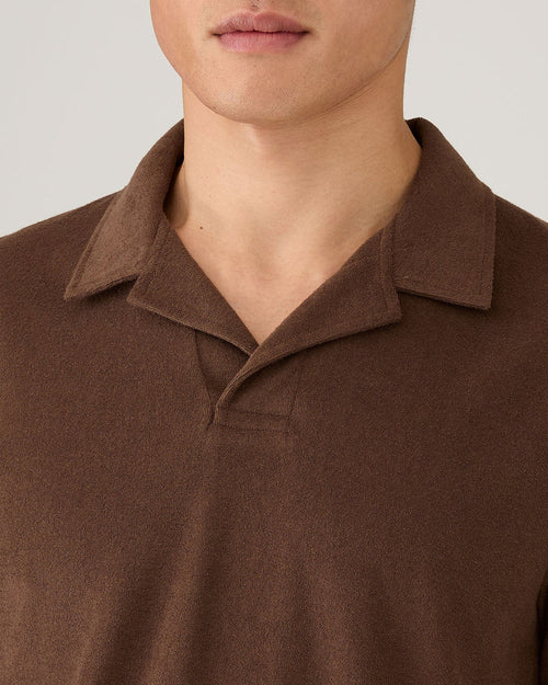 TOWELLING POLO SHIRT / DARK WALNUT