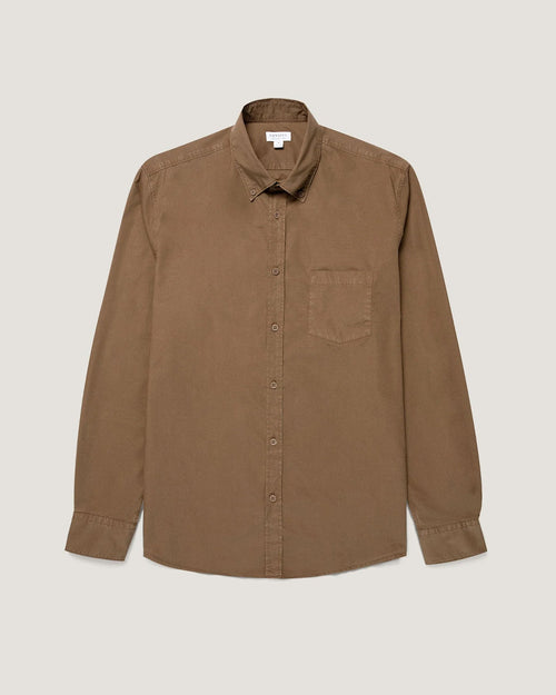 BUTTON DOWN SOFT POPLIN SHIRT / DARK CEDAR