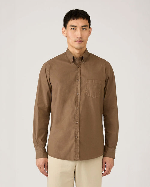 BUTTON DOWN SOFT POPLIN SHIRT / DARK CEDAR