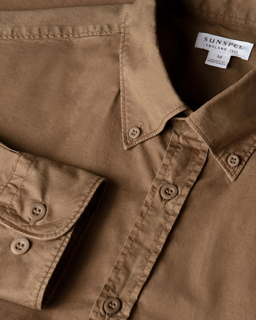 BUTTON DOWN SOFT POPLIN SHIRT / DARK CEDAR