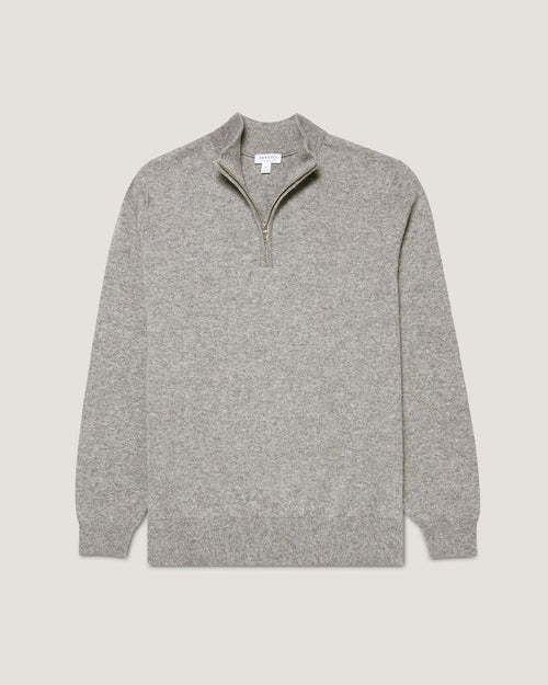 CASHMERE HALF ZIP / GREY MELANGE