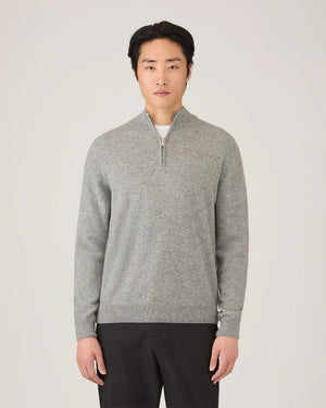 CASHMERE HALF ZIP / GREY MELANGE