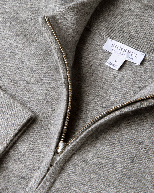 CASHMERE HALF ZIP / GREY MELANGE