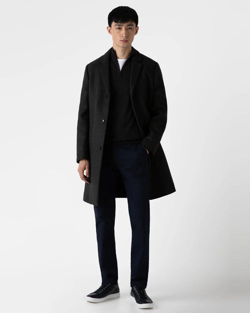 EXTRA FINE MERINO HALF ZIP NECK / CHARCOAL MELANGE