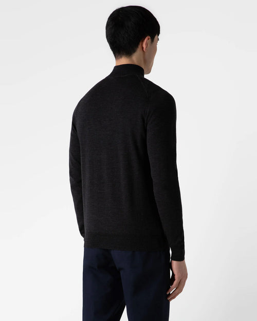 EXTRA FINE MERINO HALF ZIP NECK / CHARCOAL MELANGE