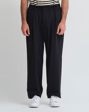 SINGLE PLEATED WIDE PANTS / NAVY