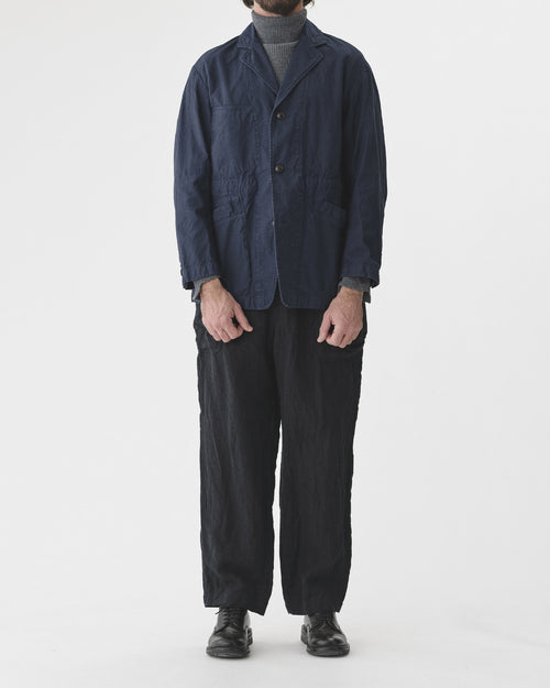 BACK SATIN COVERALL JACKET / NAVY