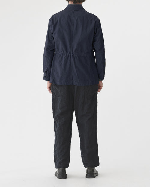 BACK SATIN COVERALL JACKET / NAVY