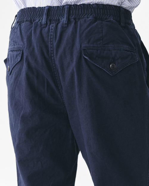 BACK SATIN TAPERED PANTS / NAVY