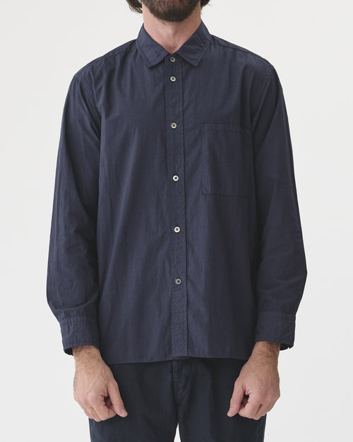 REGULAR COTTON COLLAR SHIRT / NAVY