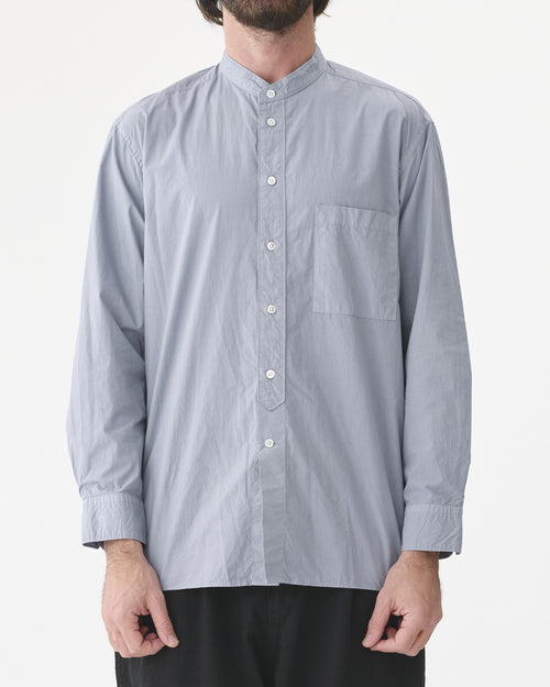 STANDARD COLLAR LONG SHIRT / SAXE BLUE