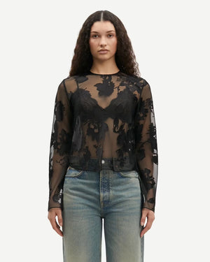 SAMADDA BLOUSE 15311 / BLACK BLOOMING BURNOUT