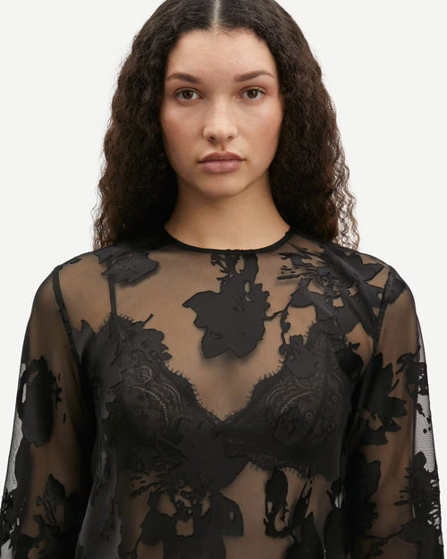 SAMADDA BLOUSE 15311 / BLACK BLOOMING BURNOUT