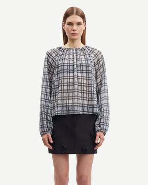 SAVIRA BLOUSE 15462 / BLUE IRON CHECK