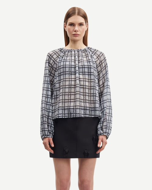 SAVIRA BLOUSE 15462 / BLUE IRON CHECK