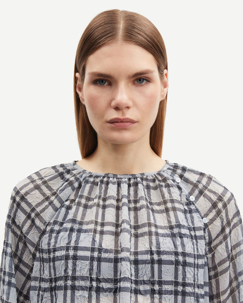 SAVIRA BLOUSE 15462 / BLUE IRON CHECK